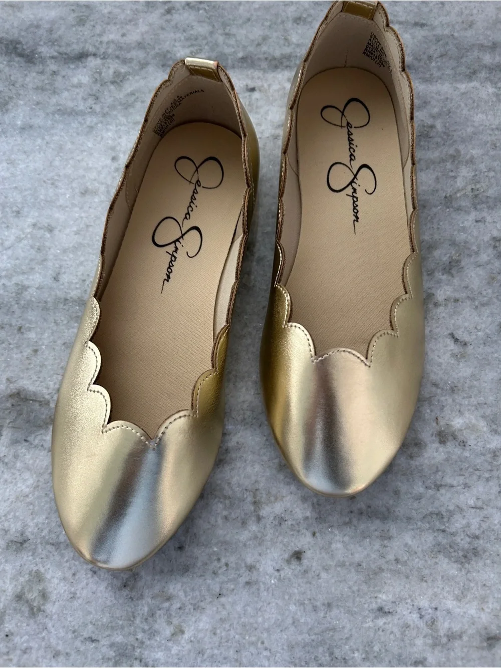 Jessica Simpson Gold Scalloped Ballet Flats Size 4